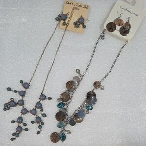 Croft & Barrow Silver Necklace with Blue and Brown Accents